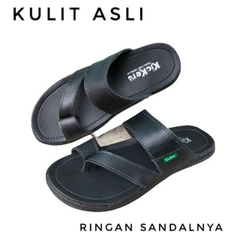 sandal kulit pria/ sandal jepit kulit/ sandal santai kasual/ COD bayar ditempat