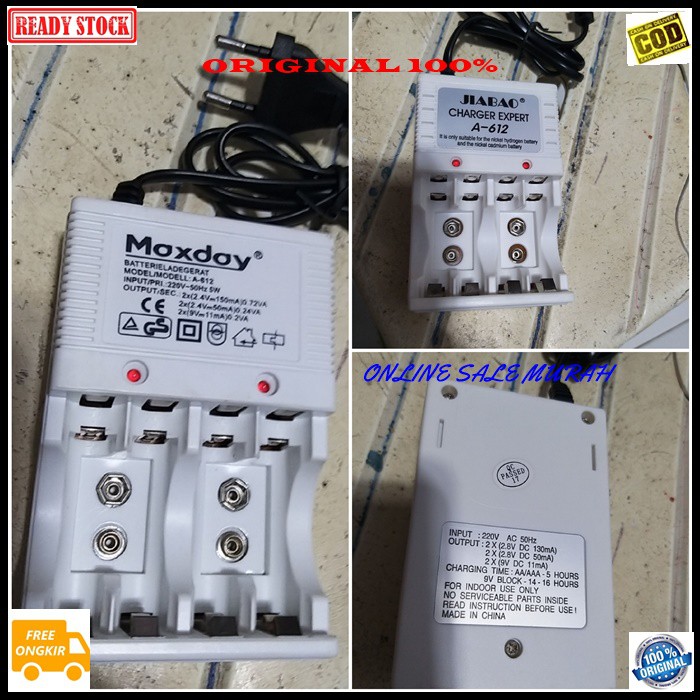 G262 ori 100% adaptor desktop alat cas casan charger baterai A2 A3 9V volt elektronik travel Universal multifungsi power supply adapter ac dc aa aaa Kotak Ni-Cd Ni-MH original  BISA SEGALA JENIS BATERAI A2 A3 9V  Kapasitas untuk 4 batu baterai AA &amp; 4 batu