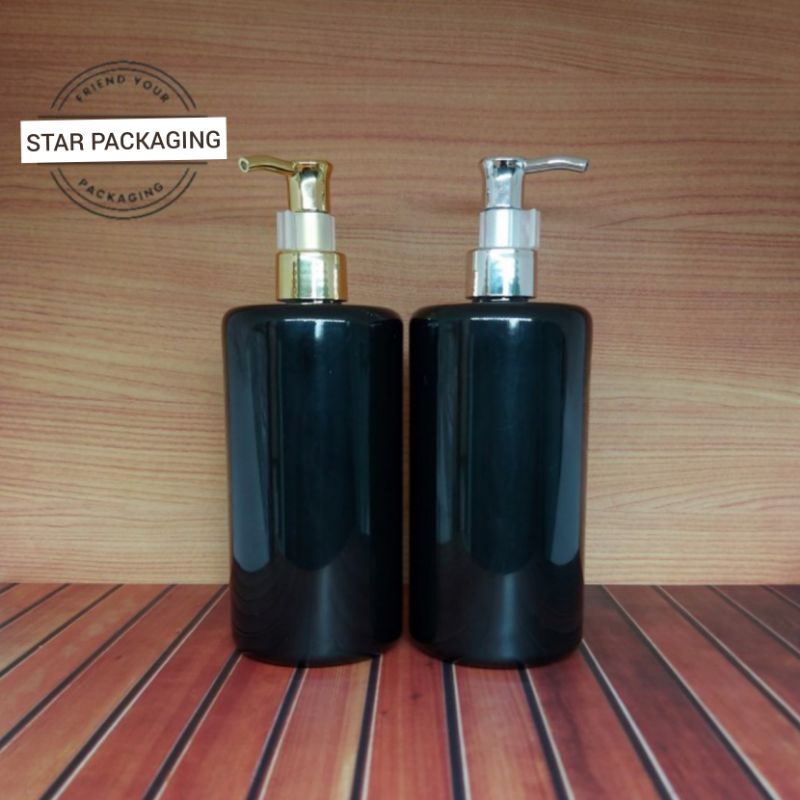 Botol 500ml Botol Pump 500ml Hitam Botol 500ml Hitam Tutup Pump Gold Clip Oil Import Tebal Berkualit
