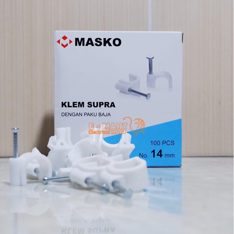 MASKO Klem Supra 14mm Klem paku Beton KOTAK isi 100