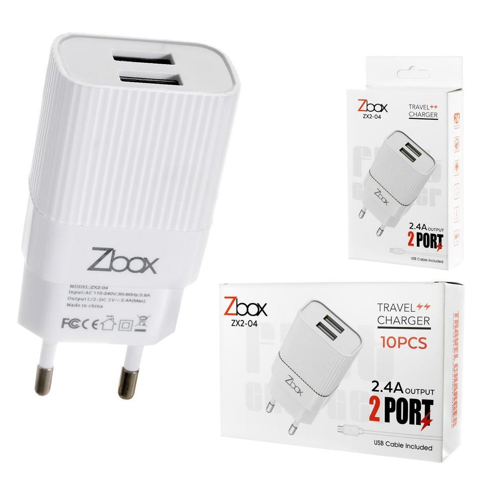 Travel Charger ZBOX ZX2-04 DUAL USB 2.4A –SUN.26Ma22т
