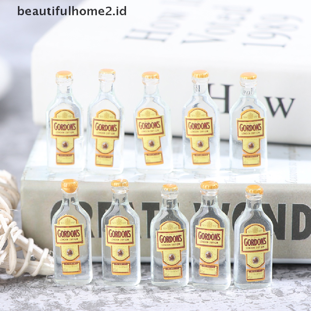 (Beautifulhome2.Id) 10pcs / Set Mainan Miniatur Botol Wine Bahan Resin Untuk Aksesoris Rumah Boneka 1 / 12