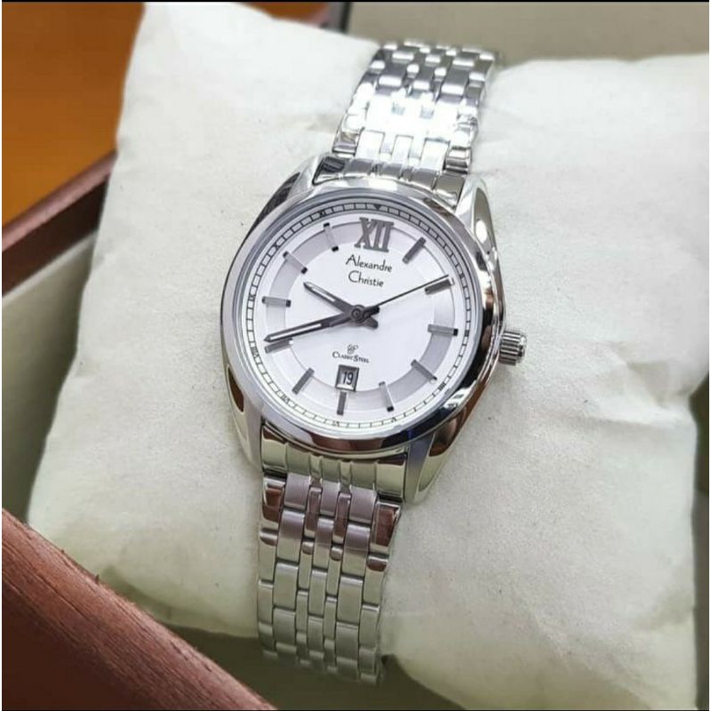 ORIGINAL RESMI | JAM TANGAN WANITA ALEXANDRE CHRISTIE CEWEK SILVER RANTAI ALEXANDER CRISTIE AC 8501