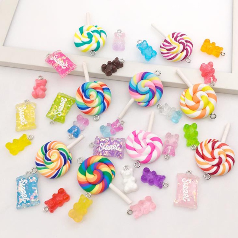 32pcs Permen Gummy Bear Bahan Resin Untuk Gelang / Kalung / Anting Charms