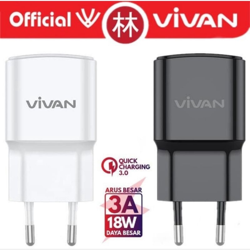 ADAPTOR CHARGER VIVAN POWER OVAL QC 3.0 18W 3A Single USB - ORIGINAL