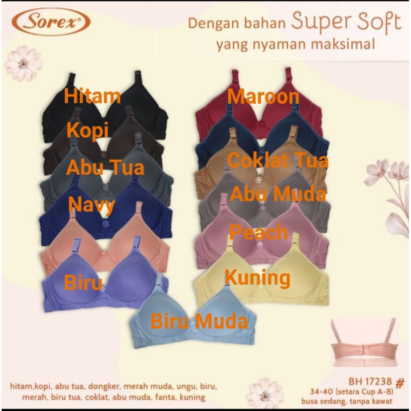 Grosir Bra Sorex 17238(Cup A- B)Super Soft tanpa kawat