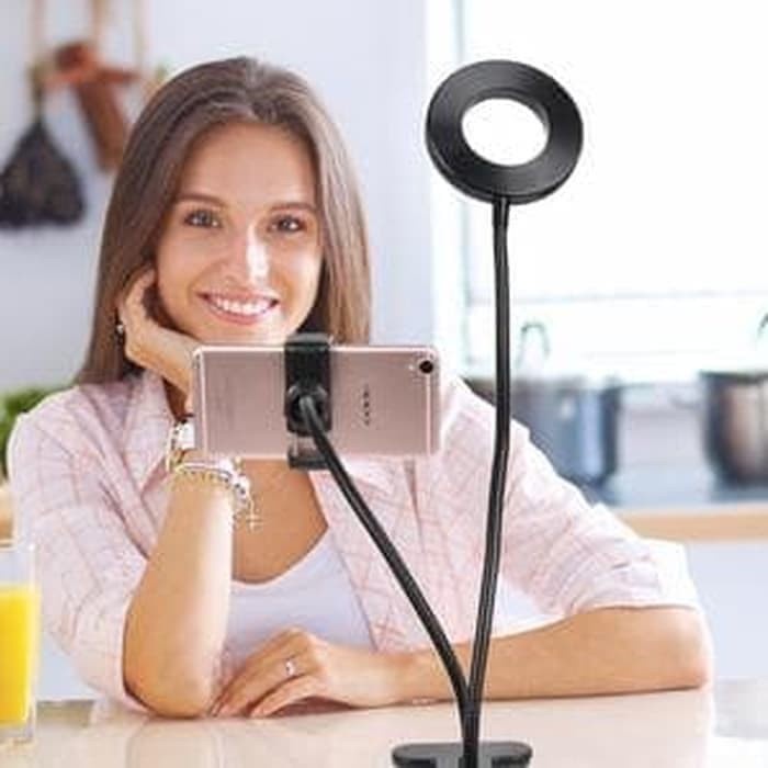 BAROKAH GAMIS Ring Light LED Selfie Portable 3 LED Light Portable Ring youtuber live