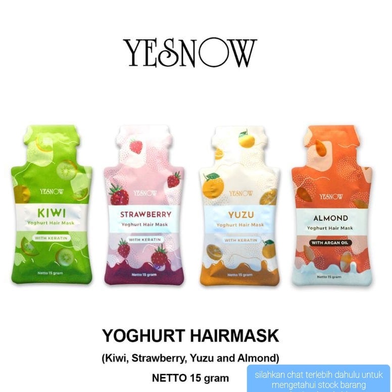 YESNOW HAIR MASK SACHET 15GR MASKER RAMBUT YOGHURT KOSMETIK KECIL