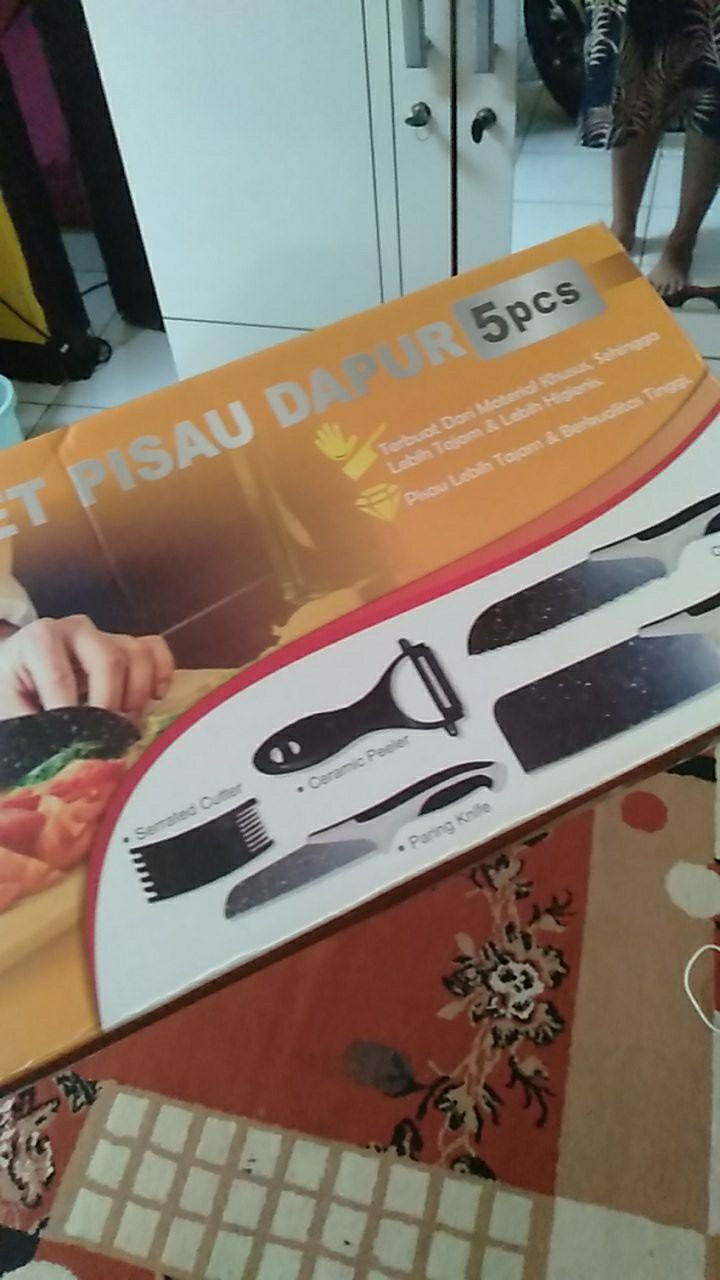 Pisau Dapur Isi 5pcs Hitam Pisau Set 5 Pcs  Pisau Dapur Set