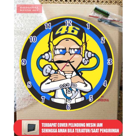 JAM DINDING UNIK VALENTINO ROSSI GAMBAR KARAKTER KEREN KOLEKSI MOTO GP KLASIK RETRO HIASAN DEKORASI DINGDING KAMAR COWO ARTISTIK MINIMALIS KAYU CUSTOM MEWAH MODERN MURAH DEKORASI RUANGAN WALL DECOR