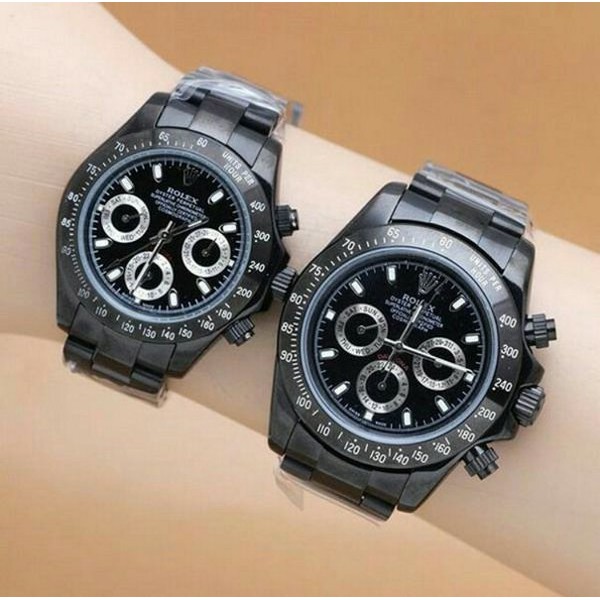 Jam Tangan Couple Automatic Rolex Daytona Perpetual R0752 Super Chrono Black (hargajam harga jam