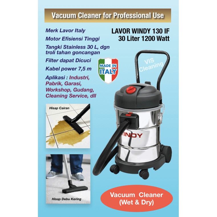 Vacuum Cleaner WET and DRY 30 Liter Lavor Windy 130 IF