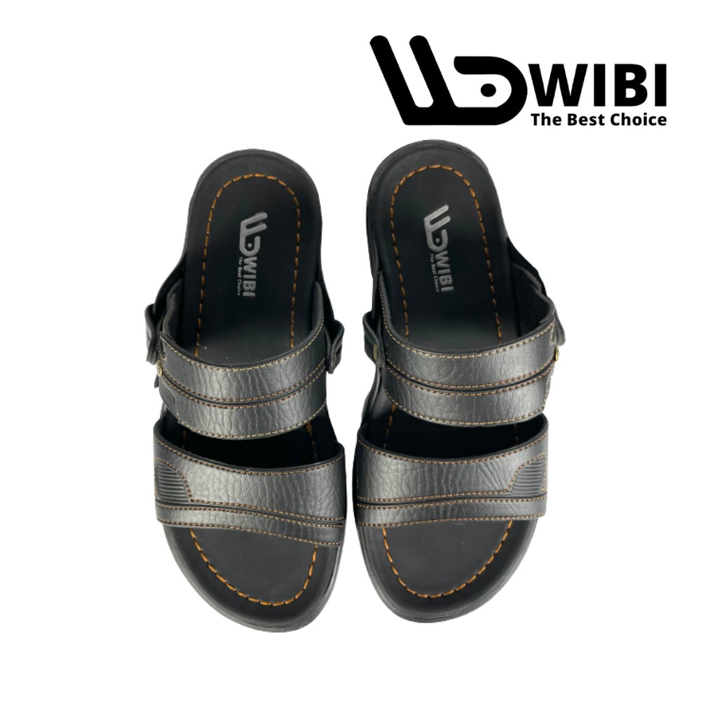 Sandal Slide Pria Cowok Kulit Original WIBI S 22 Sendal Fashion Casual Import Kantor Kerja Santai