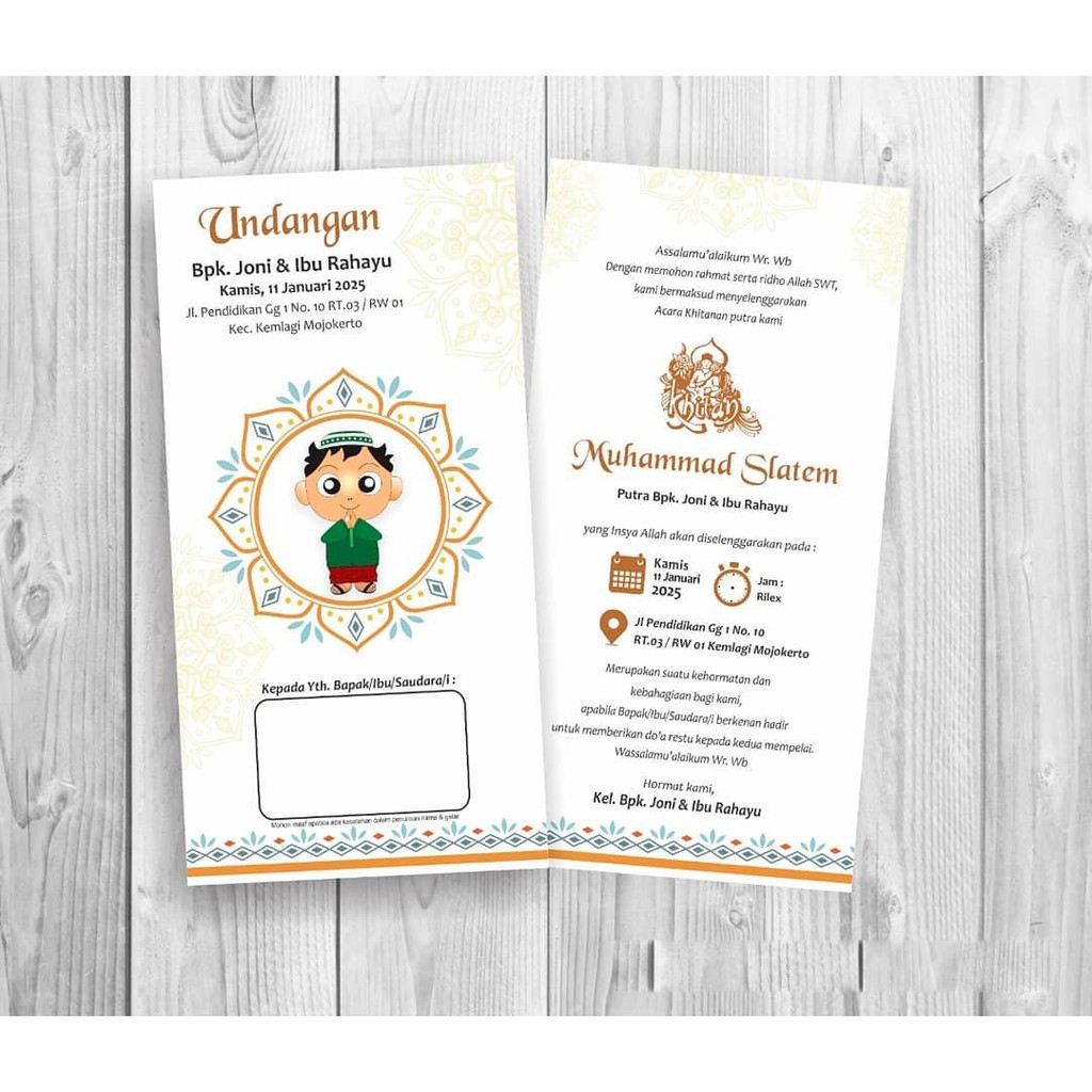 Undangan Pernikahan Undangan Khitan Custom Minimalis Murah 07