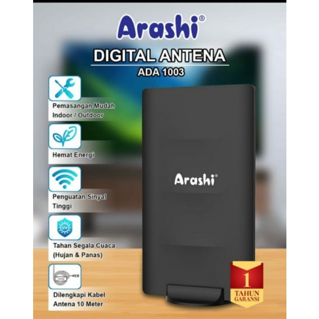 Antena TV Digital ARASHI ADA 1003 - Garansi 1 Tahun -  Free Kabel 10 Meter