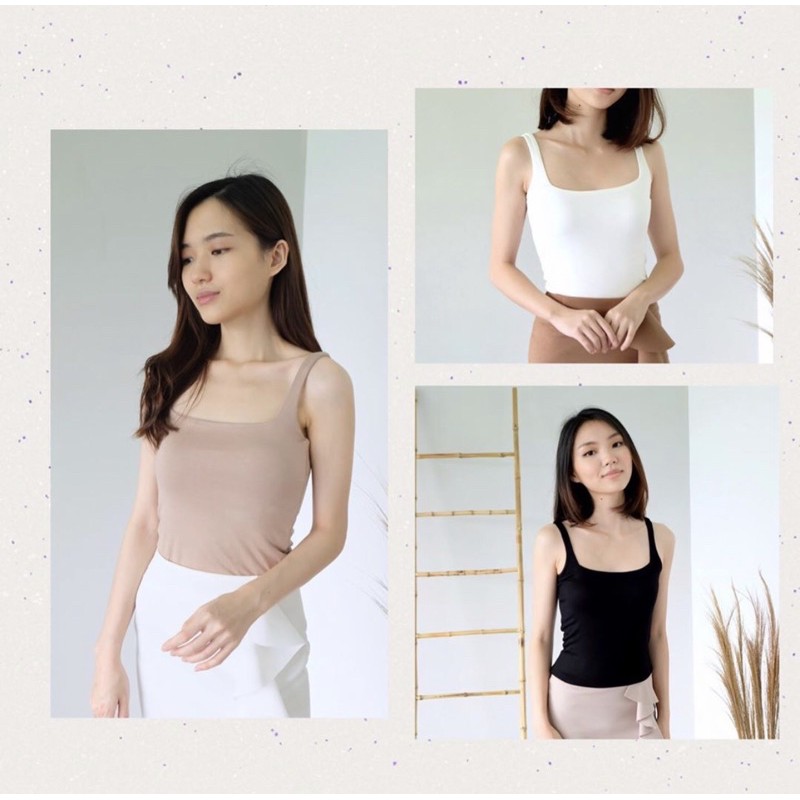 Tank Top Crop Basic Square Strecth
