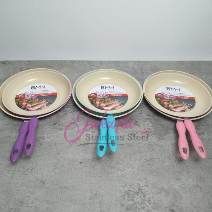 JSS - TEFLON SET WAJAN PENGGORENGAN FRY PAN MARBLE WOK PAN BMW KUALI 1 SET ISI 2 PCS TERMURAH ,.,. ,