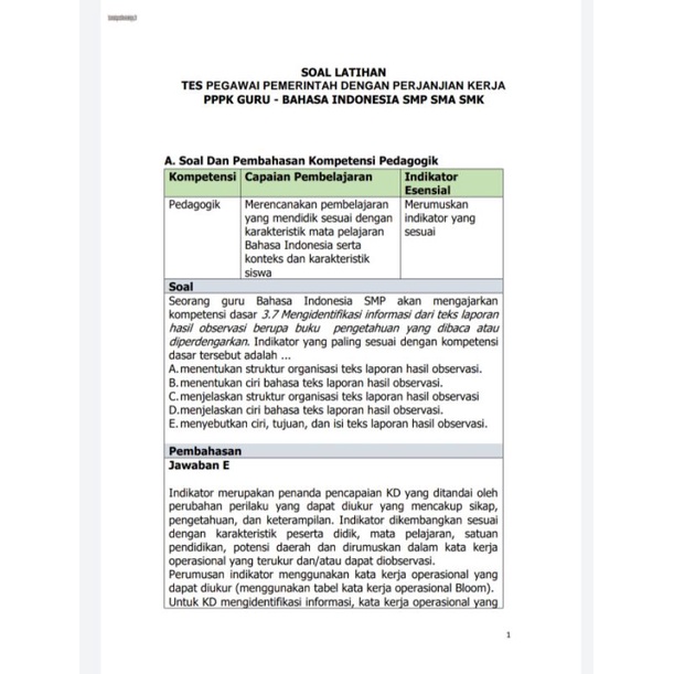 JASA CETAK SOAL GURU BAHASA INDONESIA PPPK