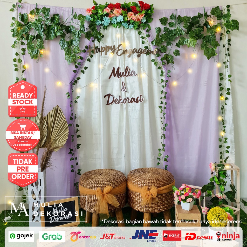 Dekorasi Lamaran Tunangan Backdrop Nikahan PhotoBooth DIY Akad Nikah Aqiqah Khitan Paket Mulia SS