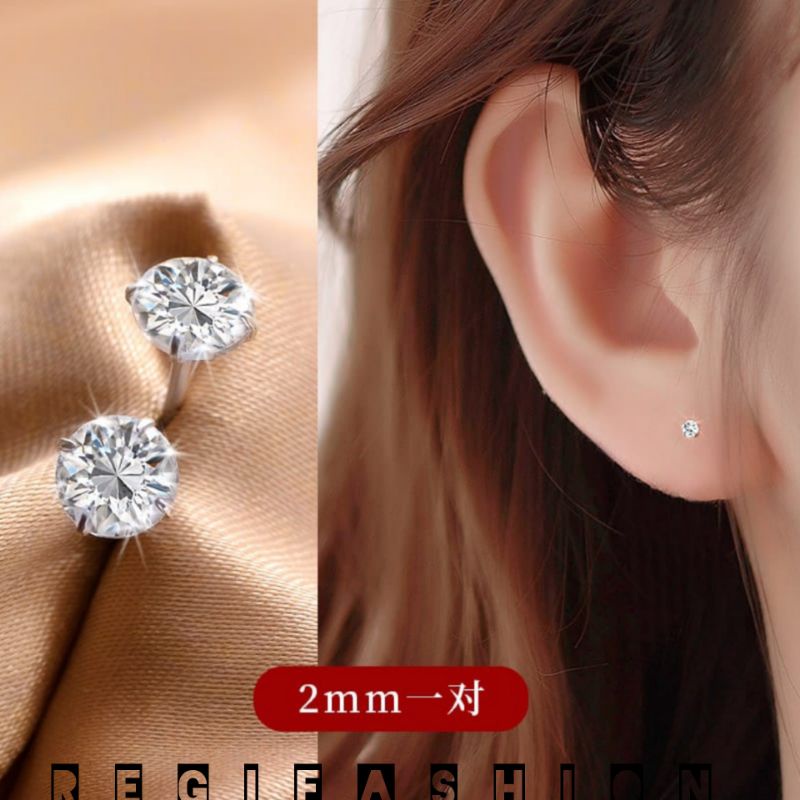 Anting Titanium Wanita Silver Anting Tusuk Wanita Anti Karat Tidak Luntur