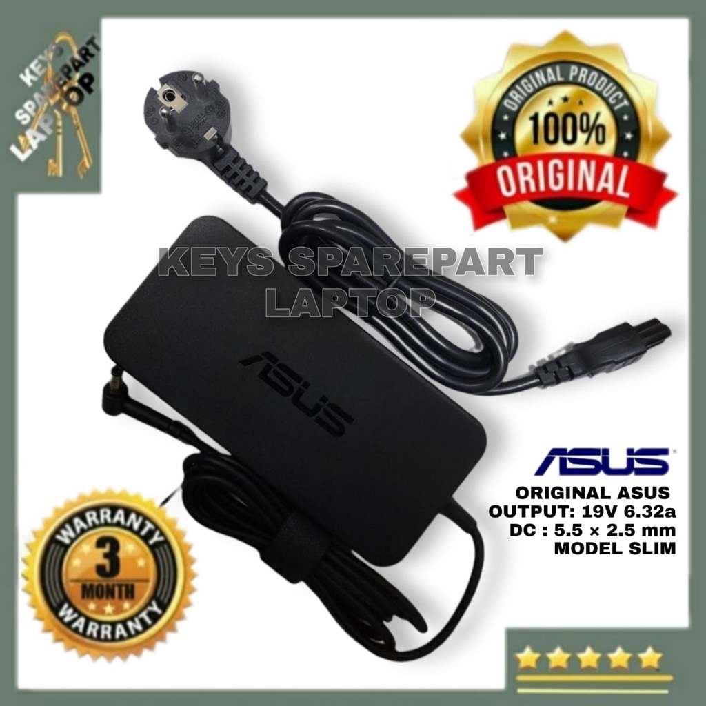 adaptor charger casan laptop asus Gaming 5.5 2.5 6.32a a 19v G55 G55VW G46VW G70 G75 G75V X550IU X550IK X550I X550WE  X550V X550VX rog tuf Original