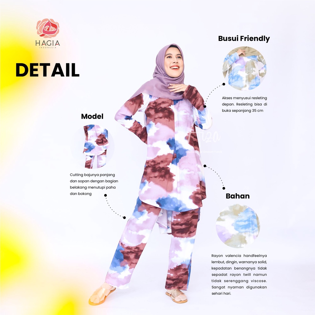 AIZA multicolor oneset tunik by Hagia Indonesia