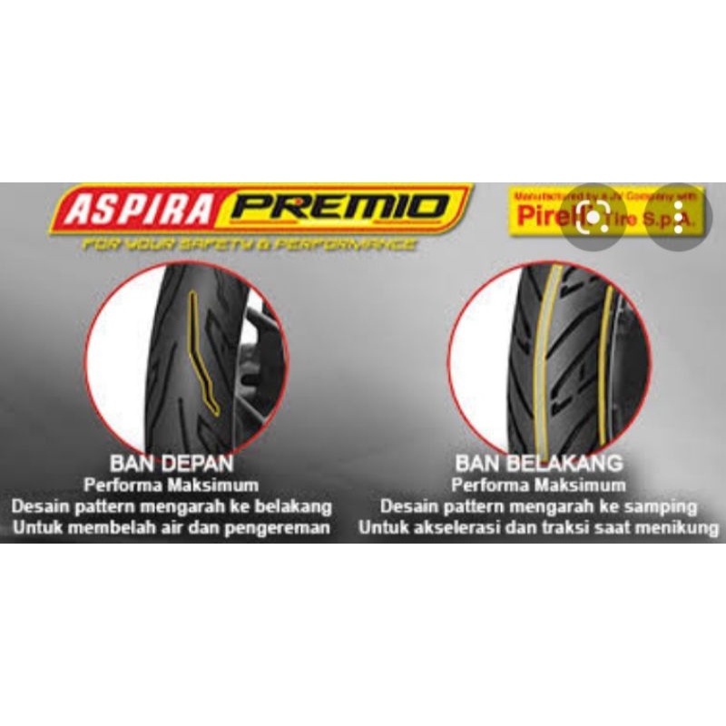 Ban tubeless depan Aspira premio 80/90-14 front for Mio J/Mio M3/X-Ride/BEAT ESP/Street/ free pentil