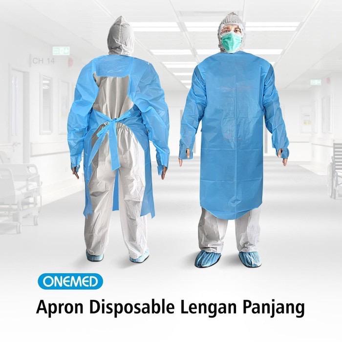 Onemed Apron Plastik Lengan Panjang Onemed Pack Isi 10