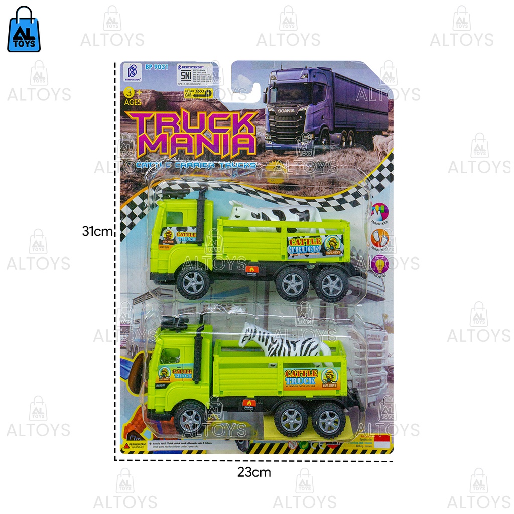 Mainan Mobil Cattle Truck Angkut Hewan Satwa Set isi 2 / Truck Mania BP9031