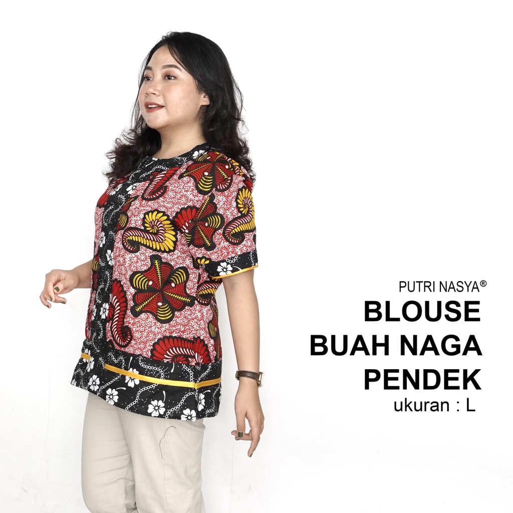 Blouse Big Size Wanita Atasan Batik Lengkap S-M-L-XL-2L-3L-4L-5L-6L-7L Model Blus Jumbo Seragam Batik / Atasan Formal Kantor Wanita Kerja / Pakaian Batik Kekinian LD 140