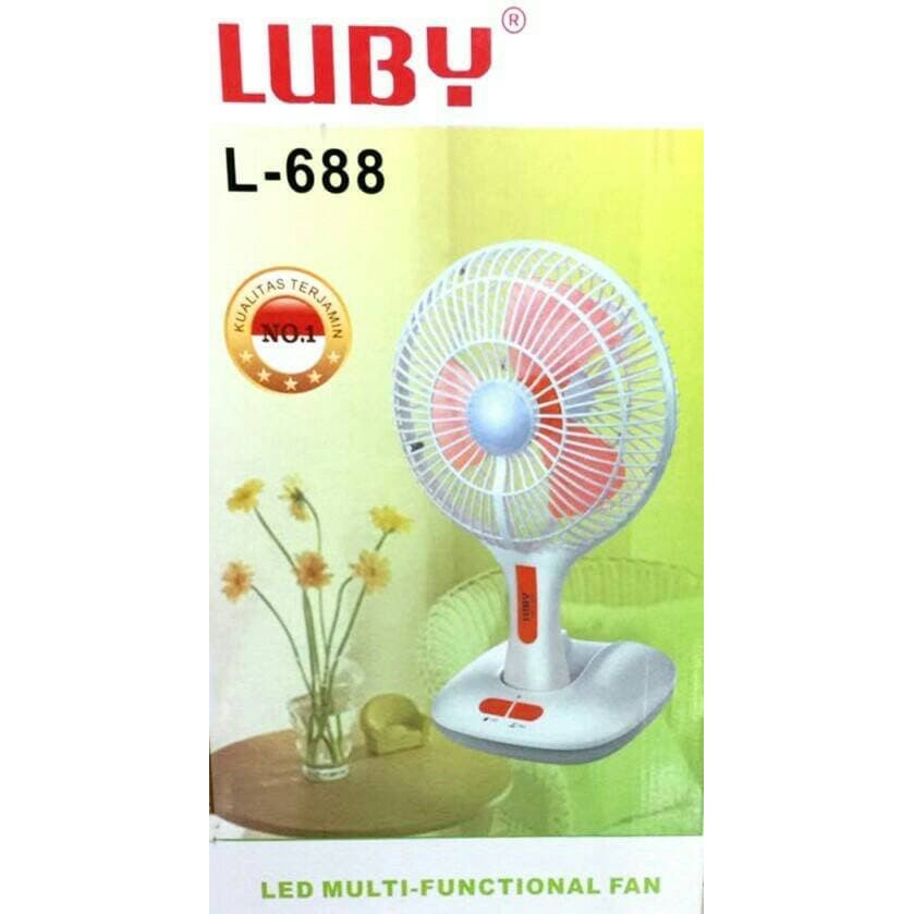 (COD) LUBY L-688 3In1 (Kipas + Emergency + Charger HP ) / Fan wall /desktop