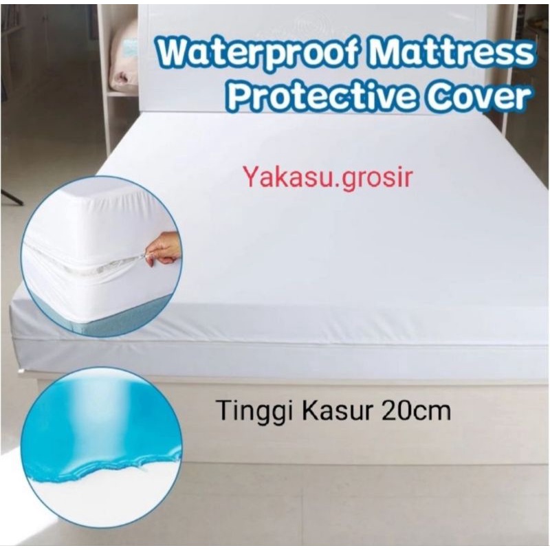 Pelindung Kasur anti tungau/cover kasur/sarung kasur/sprei anti air resleting 80x200x20 - 200x200x20