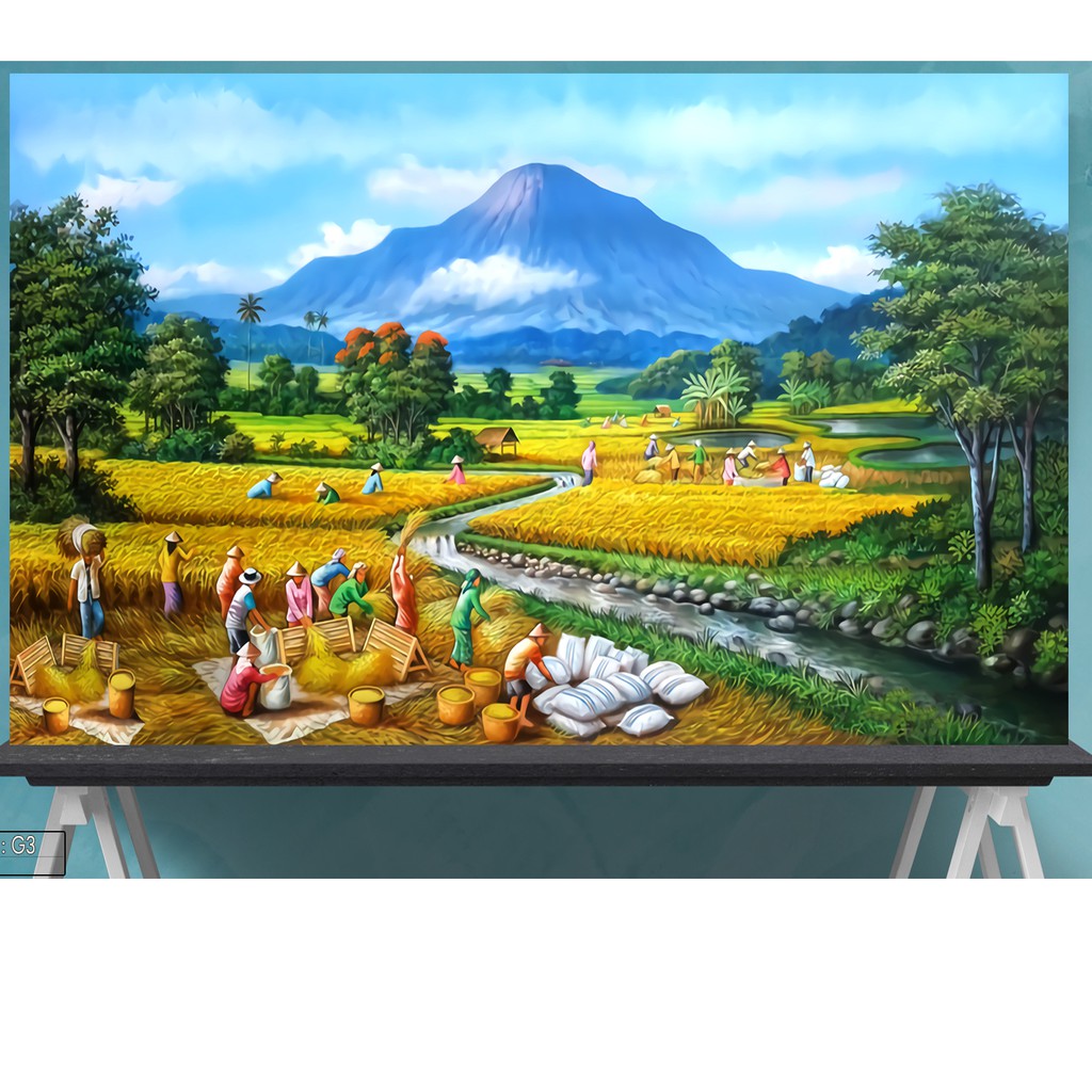 Lukisan Pemandangan Sawah Kodeg3 Shopee Indonesia