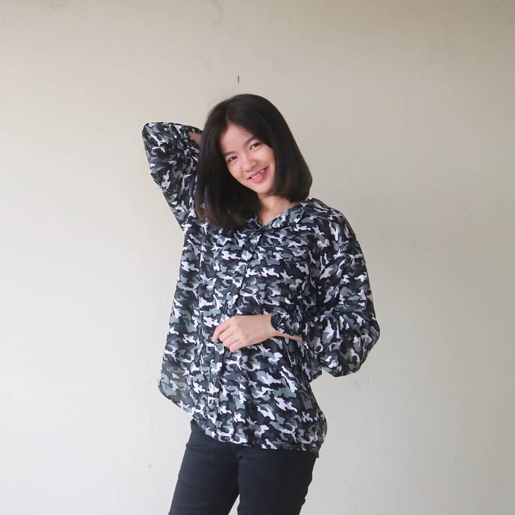 Ixora Kadra Top - Kemeja Atasan Wanita Lengan Panjang