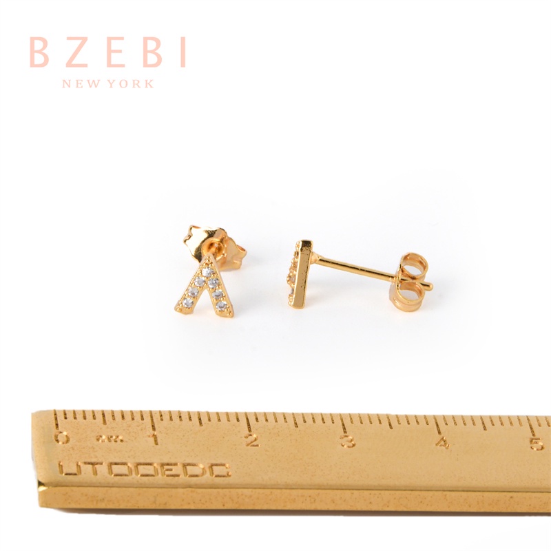 Bzebi Anting Tusuk Lapis Emas 18k Hias Berlian Imitasi Gaya Korea Untuk Wanita 1021e