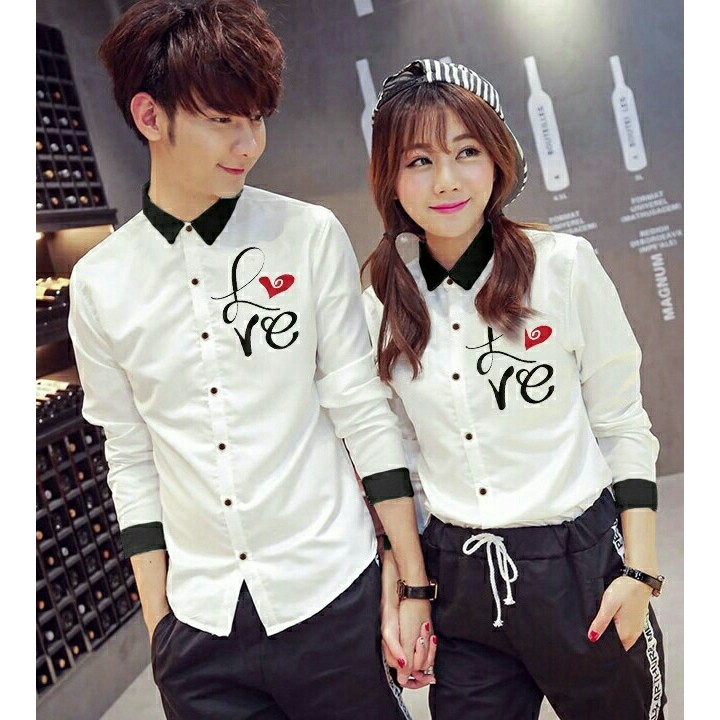 FWG - COUPLE LOVE / COUPLE WANITA / BAJU COUPLE PASANGAN / ATASAN KEMEJA WANITA / SET COUPLE