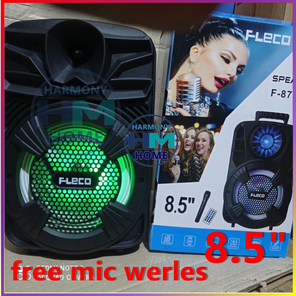 Speaker Bluetooth Karaoke Fleco F 8791M/F8792 + Bonus Mic Wireless FREE REMOT