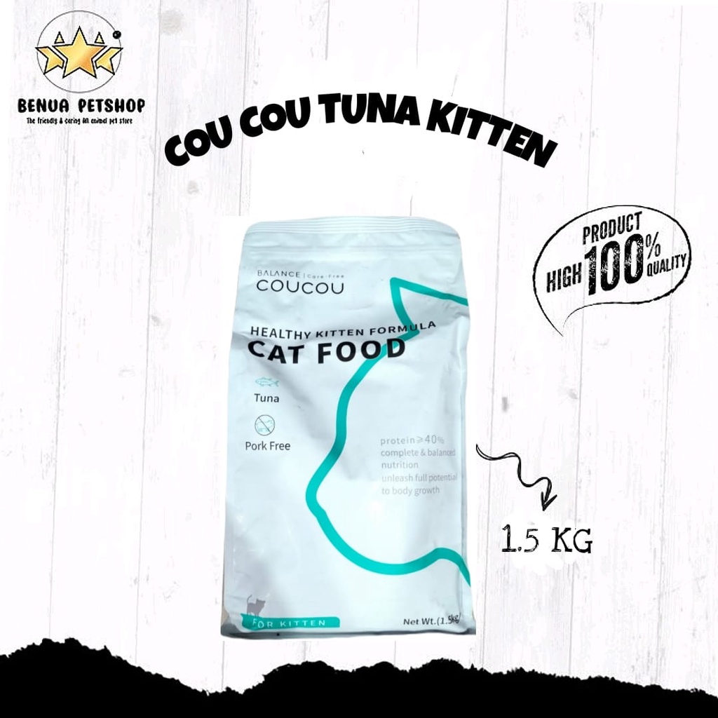 Makanan kucing kering CouCou Dry Food Cat Adult &amp; Kitten Freshpack 1.5kg