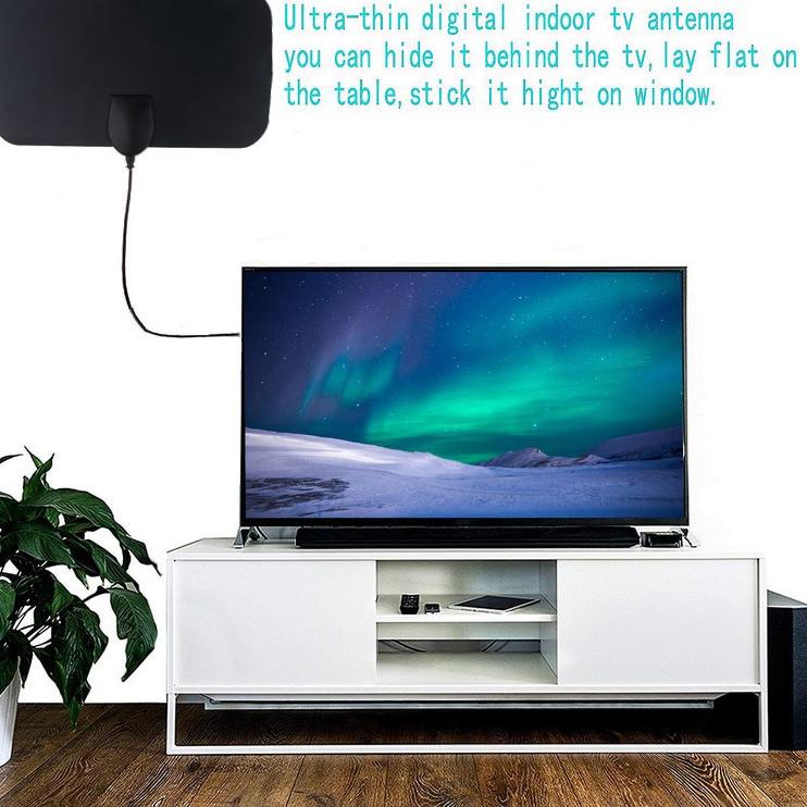 Spesial Hemat Antena Indoor TV Digital 4K VHF / UHF High Gain 25dB Kabel 3meter