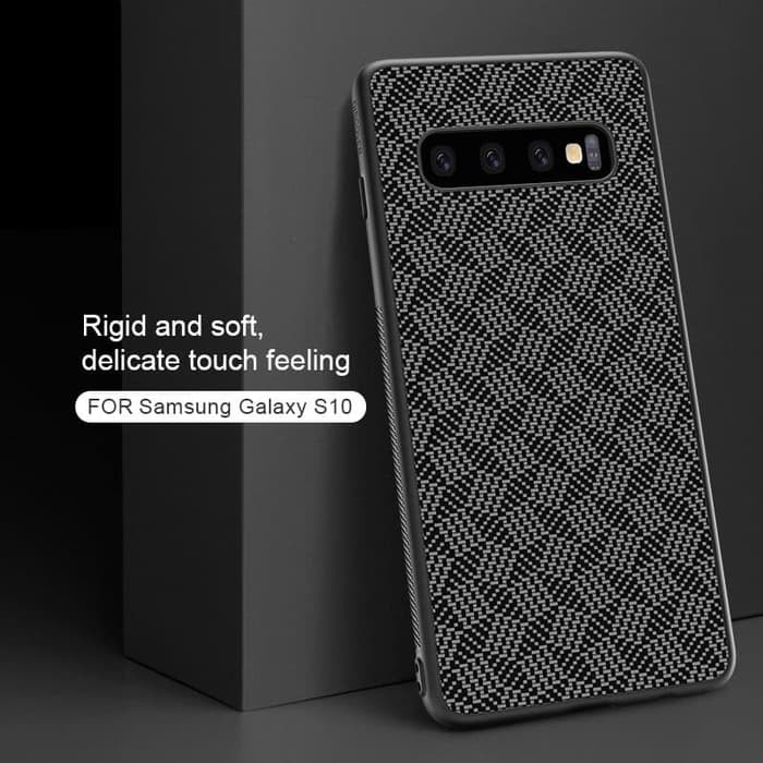 Hard Case SAMSUNG Galaxy S10 Nillkin Synthetic Fiber Plaid Casing Original