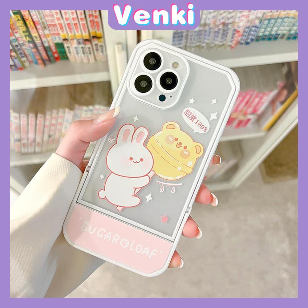 iPhone Case Acrylic Invisible Folding Stand Silicone Soft Case Shockproof Camera Cover Rabbit Cute Cartoon Compatible For iPhone 11 Pro Max 13 Pro Max 12 Pro Max 7Plus xr XS Max