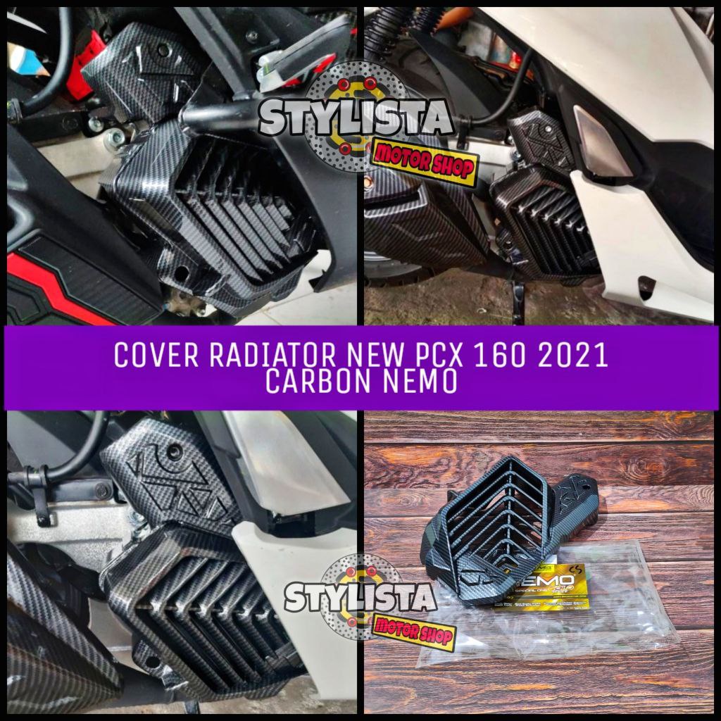 COVER RADIATOR NEW PCX 160 2021 CARBON NEMO TUTUP RADIATOR NEW PCX 160 2021 CARBON NEMO
