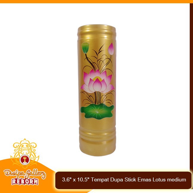 3.6&quot; x 10.5&quot; Tempat Dupa Stick Emas Lotus medium