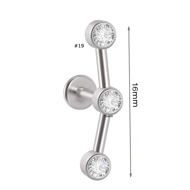 1 Piece Internal Thread Stainless Steel 16Gauge Labret Lip Barbell Cartilage Helix Rook Piercing