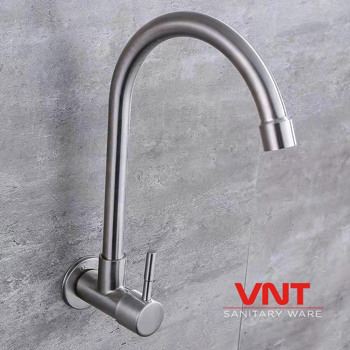 VNT Keran Cuci Piring Leher Angsa Stainless SUS304 Kran Sink Dapur Tembok