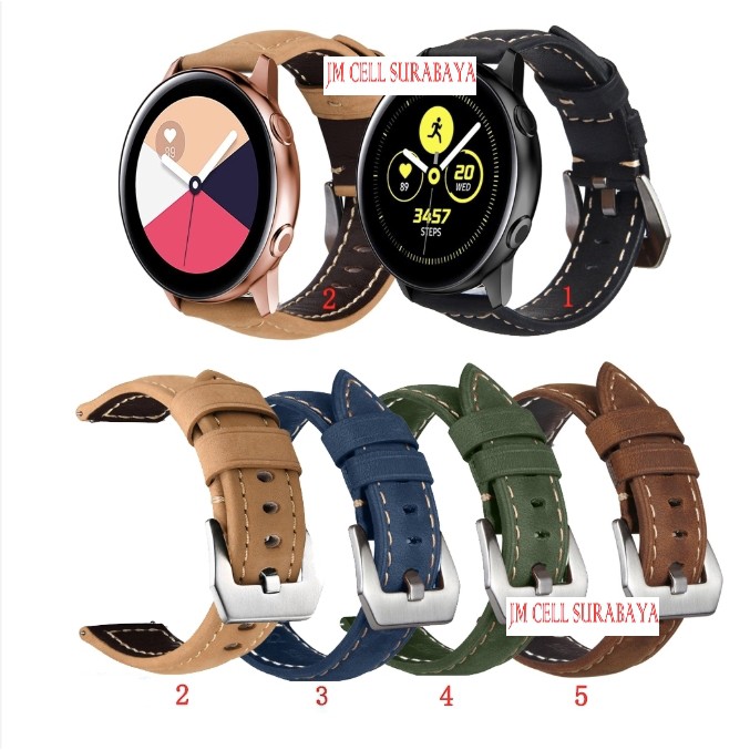 Tali Leather Strap Crazy Horse 20mm Untuk Samsung Galaxy Watch 42mm / Active / Gear Sport