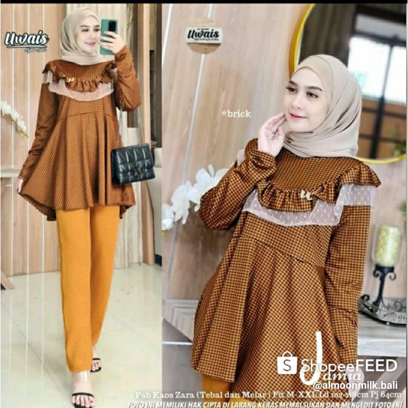 Set Jamia brand Original By Uwais /murah/solo/dress/warna brick