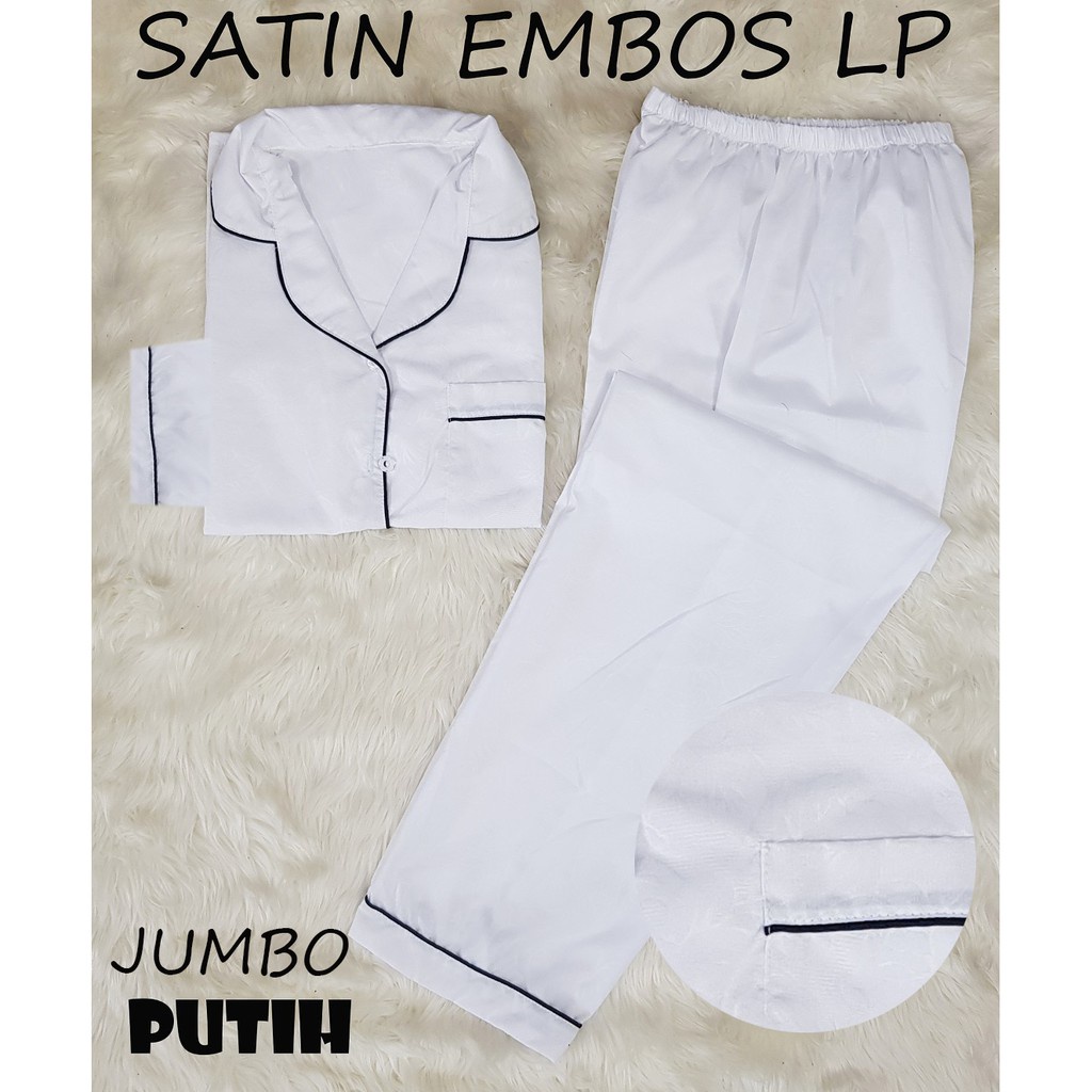 HipNop SATIN LP EMBOS JUMBO BAJU TIDUR WANITA LENGAN PANJANG PIYAMA CEWE CEWEK SLEEPWEAR BIG SIZE