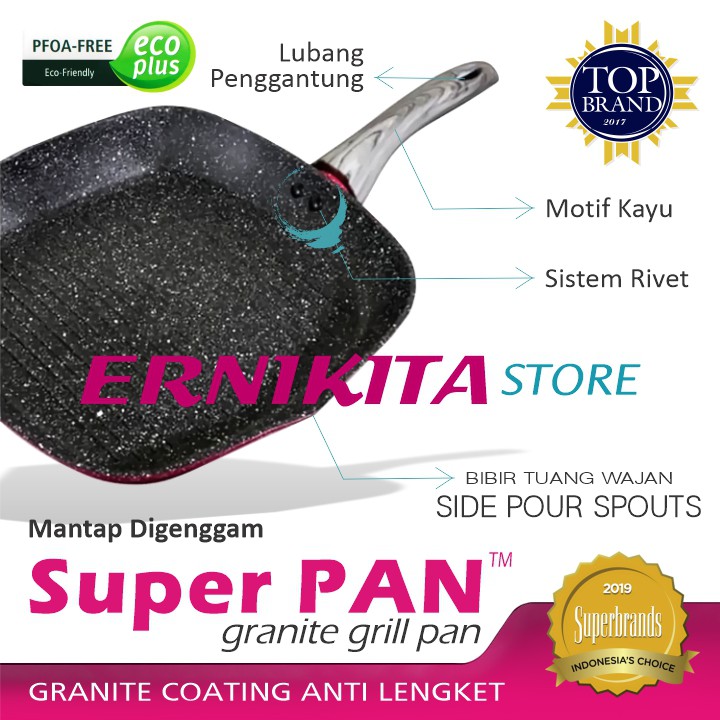 BOLDe SUPER GRILL PAN BLACK PINK 28 CM - Wajan Pemanggang Granite Coating