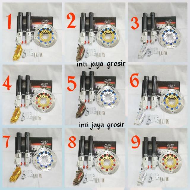Paket Shock Tabung Depan RT Stage Copy Ori Kaliper Monoblok Cakram Nissin 1Set Semua Motor